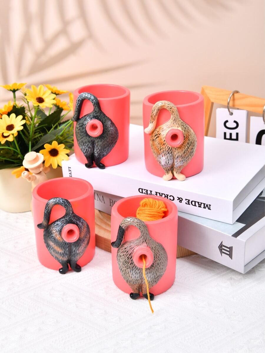 1 pièce Élément décoratif de rangement de fil de conception de cul de chat mignon, meilleur cadeau de redresseur de tricot
