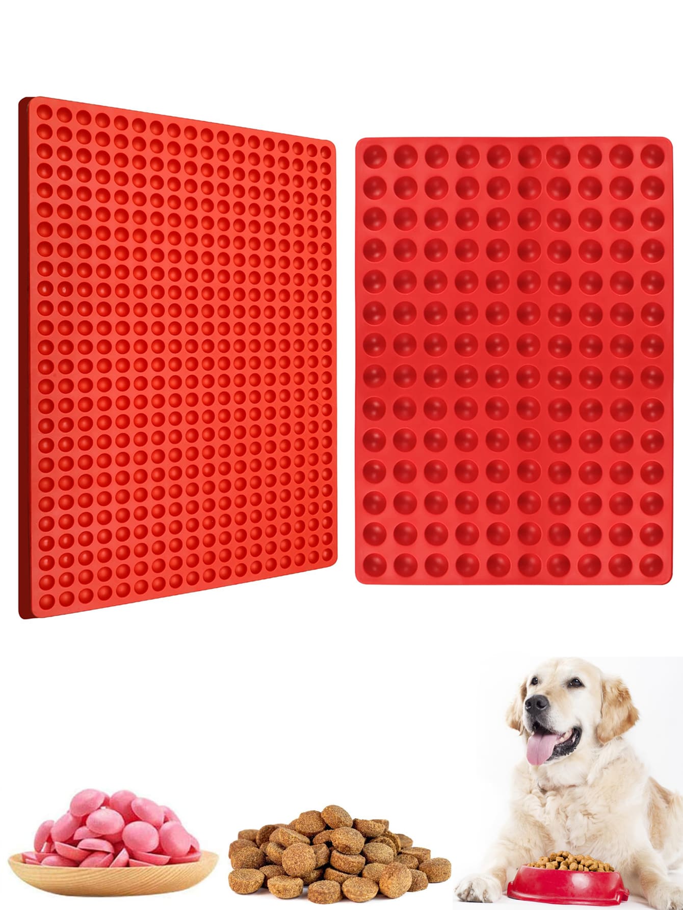 1 Pièce Moule En Silicone À Demi-sphère Rouge En Option Avec 140 Ou 468 Trous Pour Chocolat, Bonbons, Pâtisserie, Aliments Pour Animaux De Compagnie, Outil De Bricolage Pour Gâteau