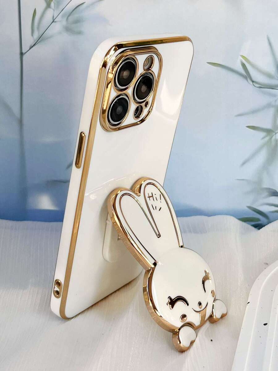 Coque de téléphone simple mignonne avec un design de lapin et un support