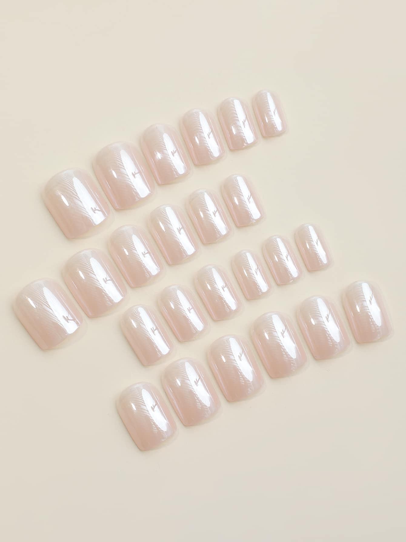 Pieces Of Short Square Press On Nails Nude Simple Electroplated Personality Fake Nail Patch