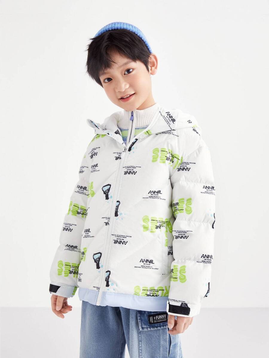 Annil Jaqueta curta de inverno para meninos, estudante, moda casual, espessada, quente, casaco