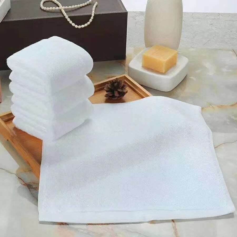 5 piezas Toalla de mano sólida, Toalla facial blanca pequeña de 25x25cm, Paño multiusos para decoración del hogar y baño, de vuelta a la escuela