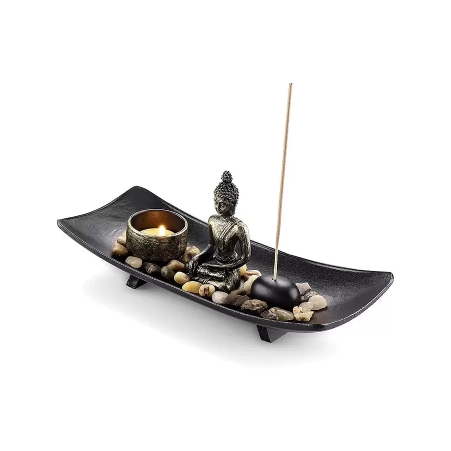 Zen Garden Incense Stick Holder Candle Tray Tealight Candlestick Holders Decorative Ornament For Home Meditation Spiritual Gift Birthday Gifts Graduation