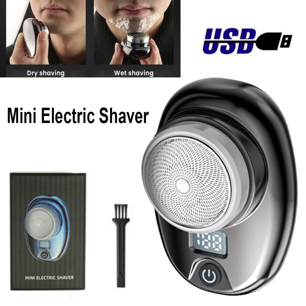 KIPOZI Mini Shave Portable Electric Shaver,Mini Electric Razor Shavers for Men, Rechargeable Shaver Wet and Dry Mens Razor USB Rechargeable Shaver Easy One-Button Use for Home,Car,Travel