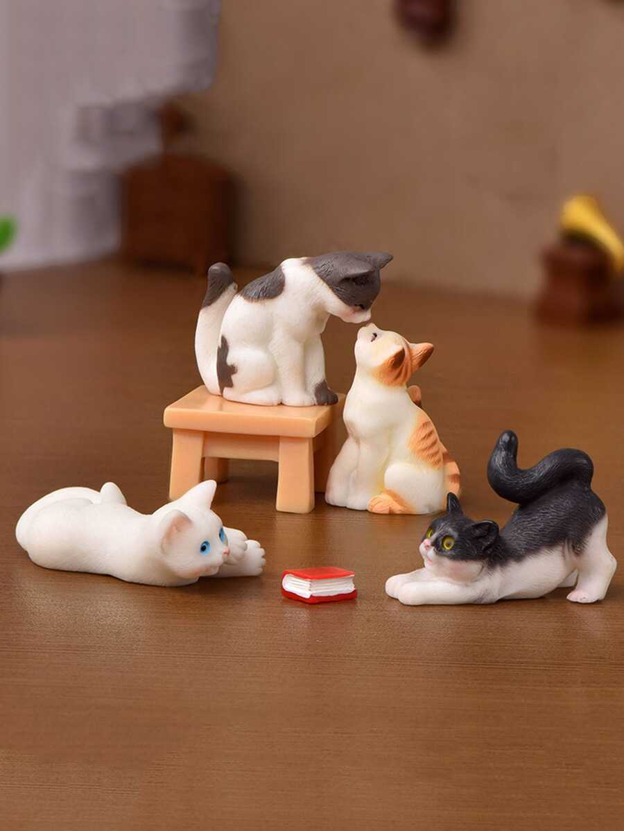 1 pieza Artesanía de resina con diseño realista de gato, paisaje miniatura creativo, gato de dibujos animados lindo, mejor regalo de simulación de animal