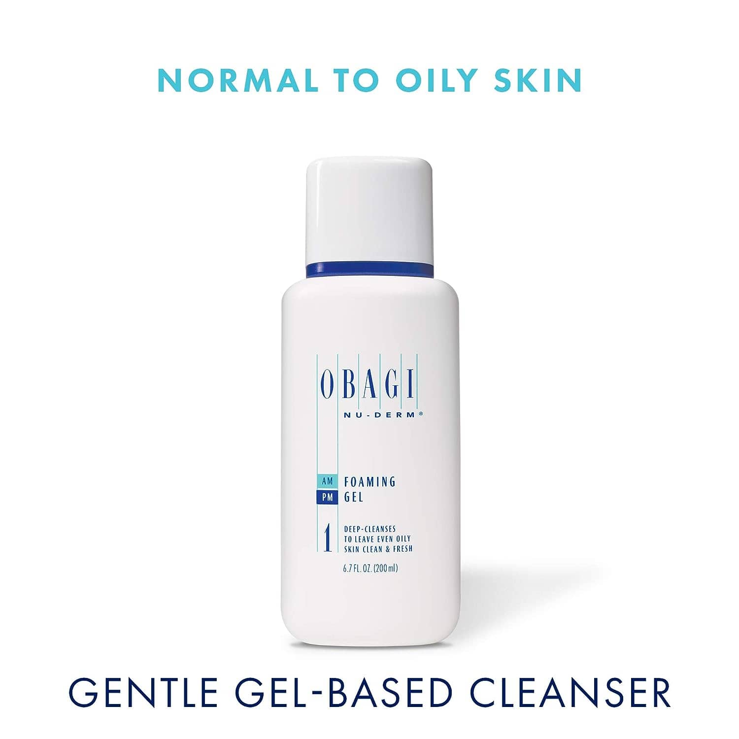 OBAGI MEDICAL Nu-Derm - 1 Foaming Gel Deep-Cleanser 6.7 oz (198 mL) - Gentle Facial Cleanser for All Skin Types - Removes Impurities, Oil, Makeup - Non-Drying, pH Balanced - Promotes Clear, Healthy Skin - Dermatologist-Recommended