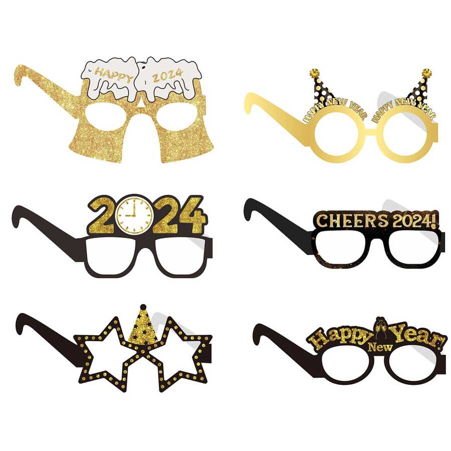 6PCS/Set New Year's Party Glasses Eyeglasses Sunglasses Gifts Props Photo Paper Decorations Novelty Funny Happy