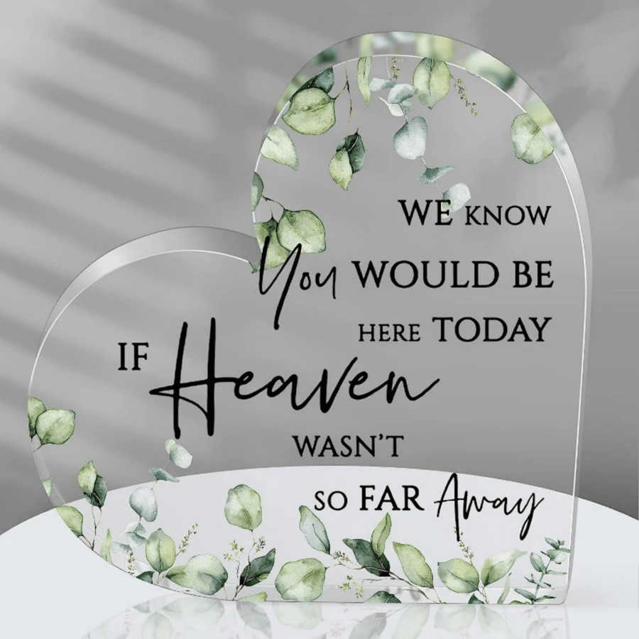 Letrero de acrílico con diseño de corazón "En memoria amorosa de un ser querido" - Letrero conmemorativo de boda para mesa, regalo para ceremonia y recepción, recuerdo para madre, padre, suegro(a) - Placa para mostrador, escritorio, centro de mesa, decoración (Estilo Hermoso)