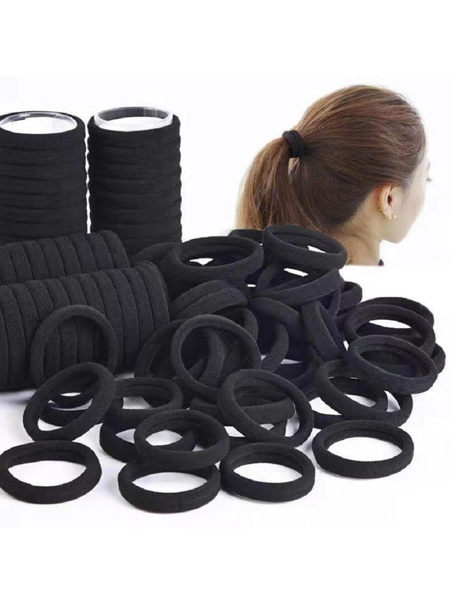 100pcs/pack Seamless & Highly Elastic Rubber Hair Ties, No Crease Hair