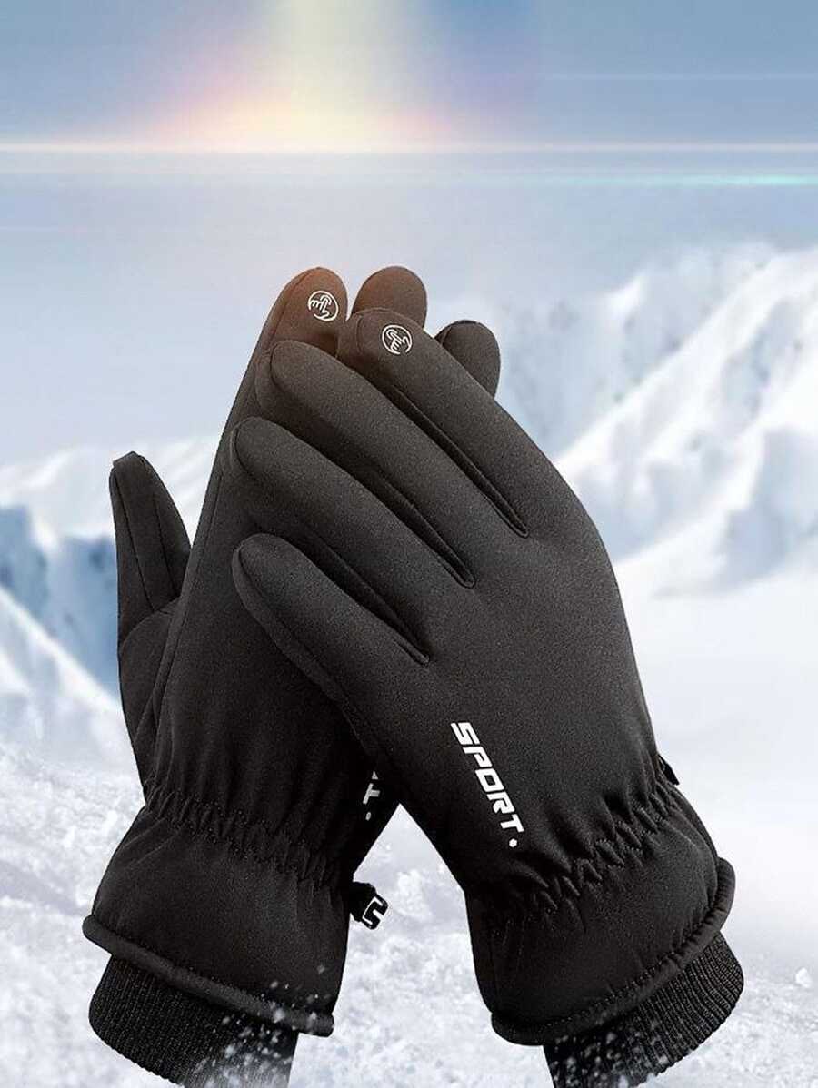 1 Pair Random Style Warm Ski Gloves, Windproof, Waterproof, Sensitive Touch Screen, For Outdoor Activities, Suitable For Men & Women, Christmas,Winter Hand Warmers