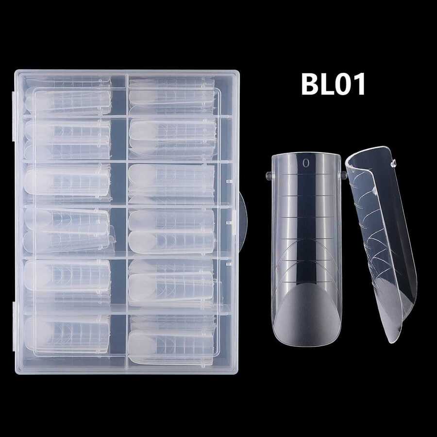 120Pcs Fake Nail Square Quick Extension Tips Reusable Polygel Nails Form With Scale Uv Gel Polish Mold Sculpted Full Cover Press On Nails For Women And Girls Manicure Supplies Tools Bl01