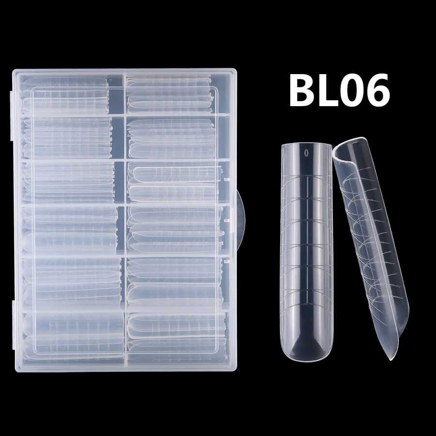 120Pcs Fake Nail Bamboo Quick Extension Tips Reusable Polygel Nails Form With Scale Uv Gel Polish Mold Sculpted Full Cover Press On Nails For Women And Girls Manicure Supplies Tools Bl06