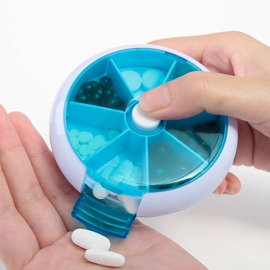 Boîte À Pilules De Voyage, Organisateur De Pilules Portable Et Compact Pour 7 Jours, Distributeur De Pilules Détachable Et Rotatif Pour Les Vitamines