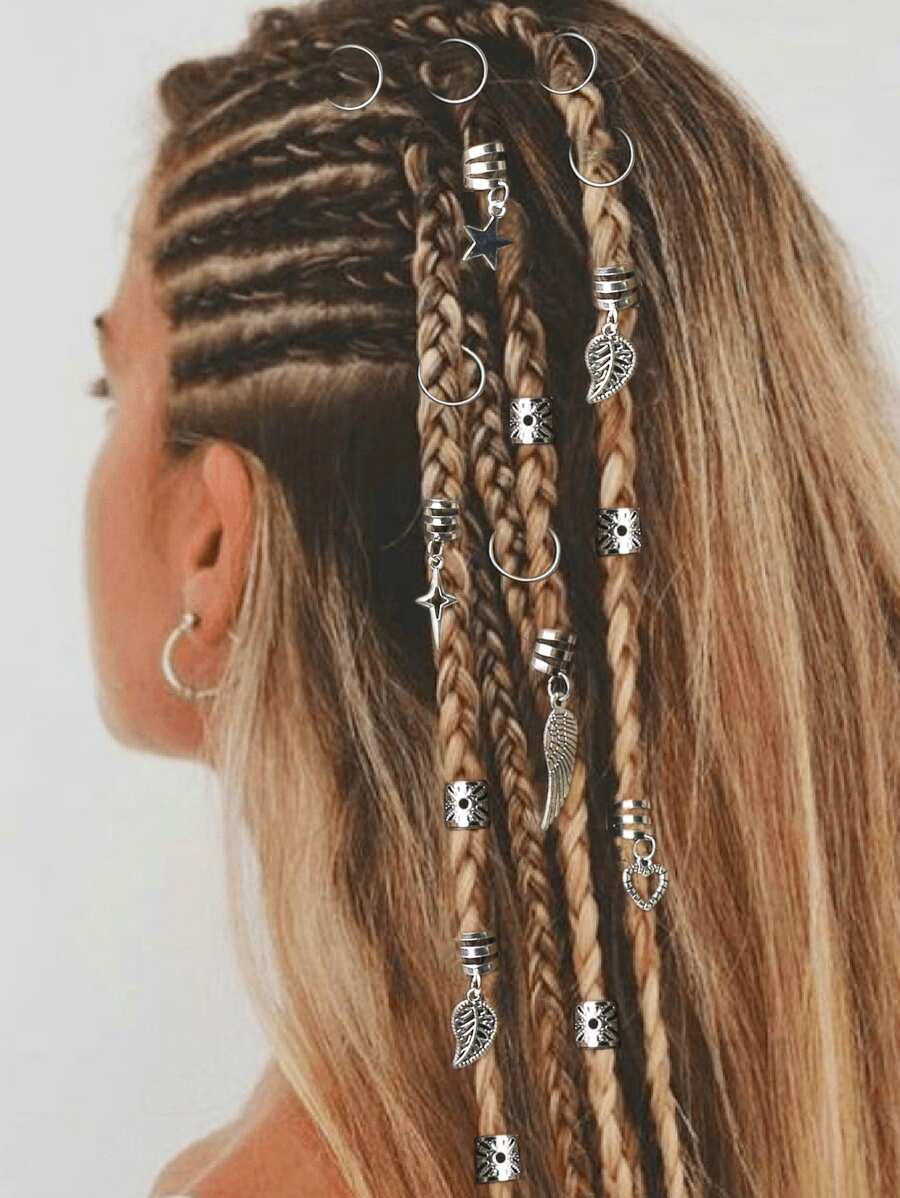 35 piezas Conjunto de accesorios dorados con diseño de sol, accesorios para el cabello de mujeres y niñas que incluyen diademas, pasadores para trenzas, anillos de pelo con estilo hippie, decoraciones para el cabello de Halloween