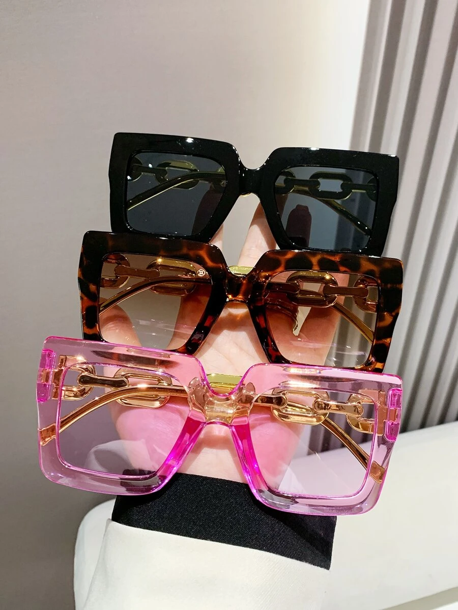 3 perechi de ochelari decorativi din plastic, stil boem, pătrați retro, la modă, accesorii de plajă unisex pentru femei, ochelari de soare, elemente de bază, ținute de toamnă și iarnă pentru femei, haine, cadouri casual de afaceri, lanț pentru vacanță de vară la plajă, în aer liber, călătorii