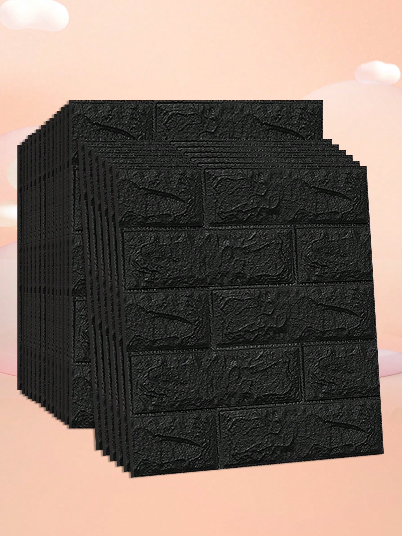 20pcs 2.7m2 Black 3d Foam Brick Pattern Wall Sticker With Strong