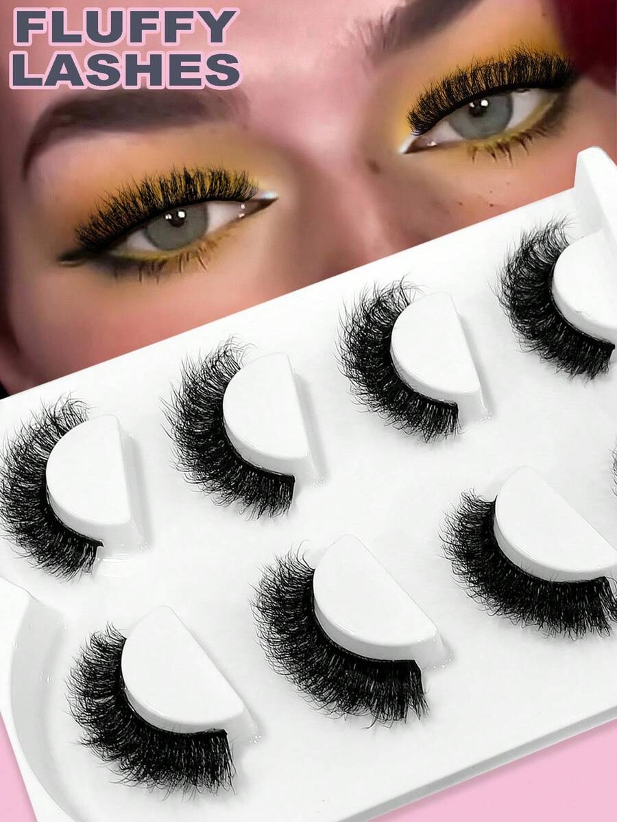 Asiteo 4 Paare Russische Streifenwimpern, Flauschige Wimpern Aus Nerz, 3d Falsche Wimpern, Russische Volumenwimpern, Dramatische Unordentliche Wimpern Aus Nerz, Wischige, Lange, Fuchsartige, Augenhebende Wimpernverlängerungs-kit Zum Verlängern Und Voluminieren Der Äußeren Ecke Ihres Auges Schönheits-make-up