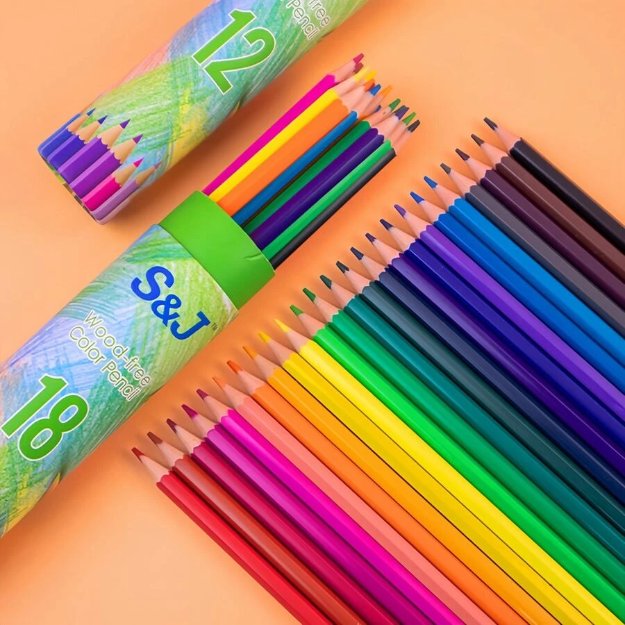 1 Bucket Of Colored Pencils (12/18/24/26/48 Pcs) And 1 Random Colored Pencil Sharpener, For Sketching, Doodling, Drawing Tools Back To School,Back To School,School Supplies
