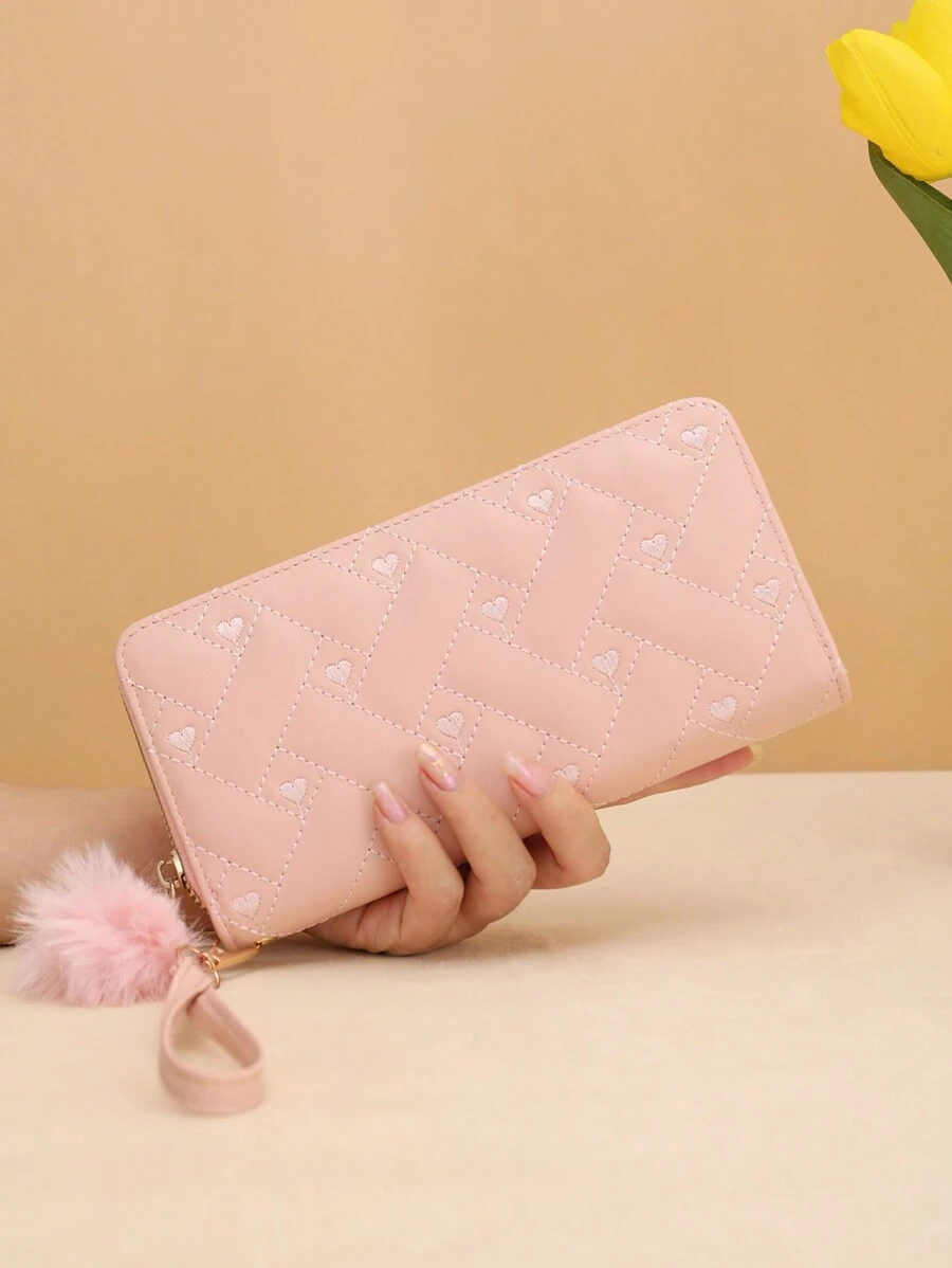 New Women's 2023 Summer Indentation Medium Clutch Bag Fashion Love Change Mobile Phone Bag Women's Hot Pink For Women Wallet Purse Wallet Long Wallet