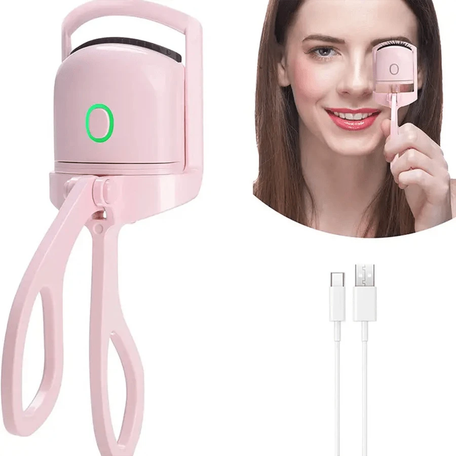 Draagbare, oplaadbare en verwarmde wimperkruller met USB-aansluiting, natuurlijke, langdurige krul, compact en handig ontwerp voor vrouwen, geschikt voor thuis- en reisgebruik, eenvoudige en moeiteloze manier om prachtige wimpers te krijgen. Nieuwjaarscadeau voor thuisgebruik of reisaccessoires.