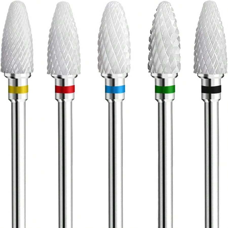 Tctjymt-5pcs Ceramic Corn Design Nail Drill Bit Set For Acrylic Gel Nail Polishing, 5pcs With Different Teeth Density, Suitable For Both Beginners And Professionals