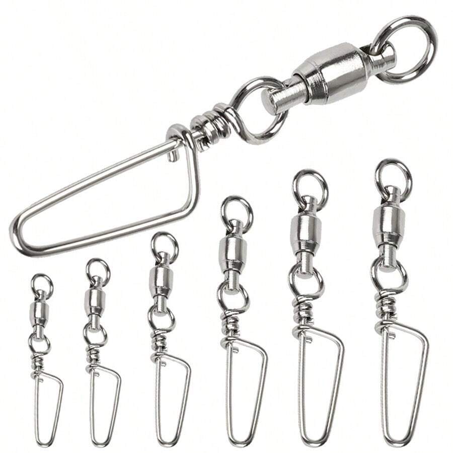 10PCS Fishing Ring 26Lb-500Lb Silver High Strength Ball Bearing Swivels Jig Solid Welded Rings Snaps Swivels Bearing Connector Fishing Tackle
