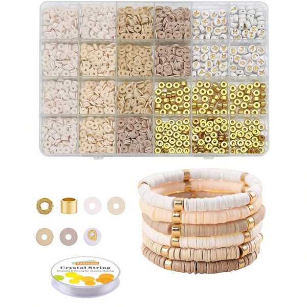 1Set 6mm Clay Beads for Bracelets Making, Clay Bead Kit with Kinds of