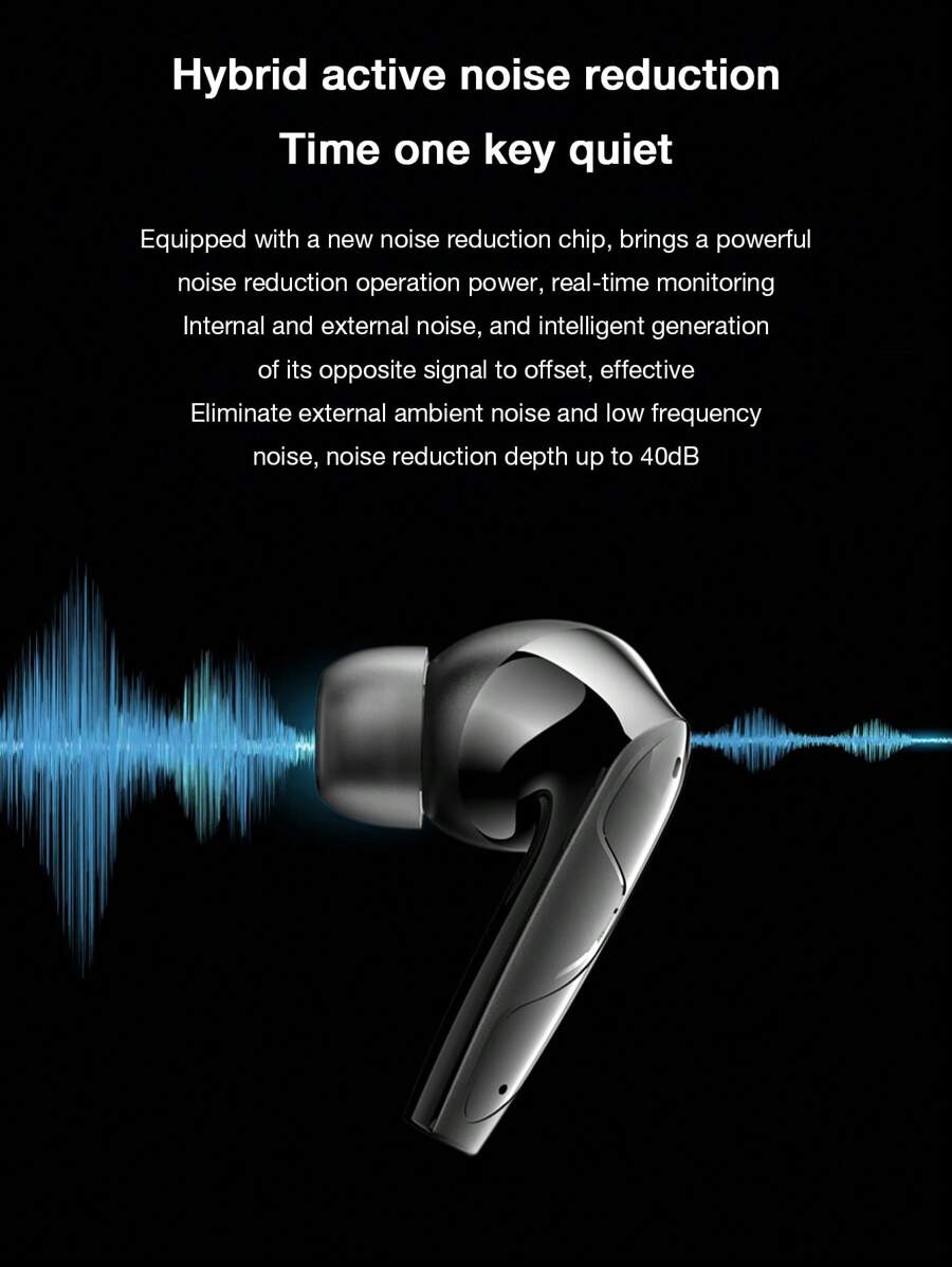 GENAI GENAI Hybrid Active Noise Cancelling Wireless Earbuds, inEar