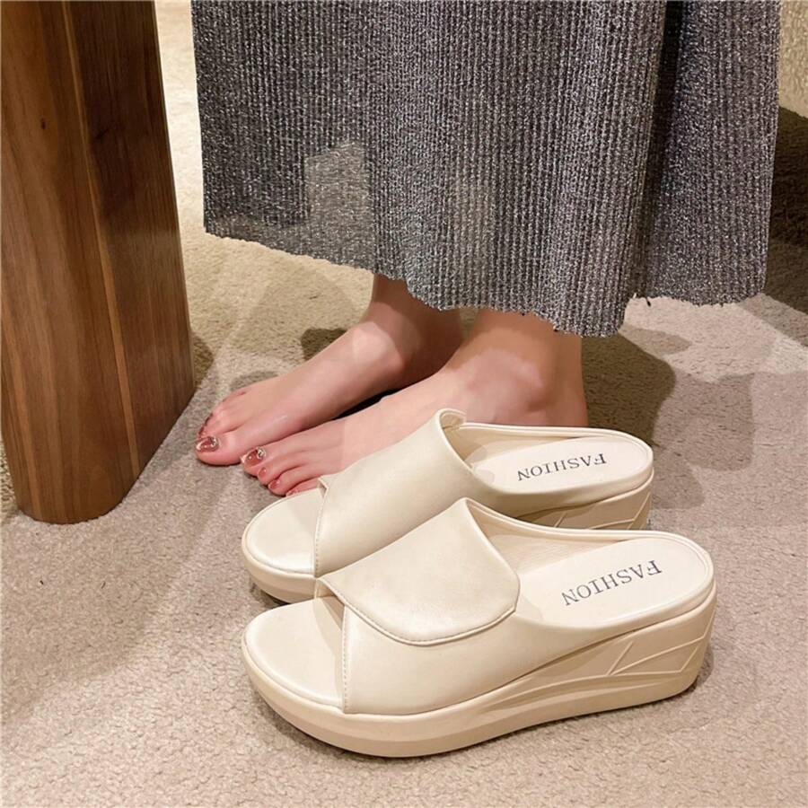 Dames Nieuw Zacht Platform Sleesandalen Voor Zomer, Mode Open teen Dikke zolen Slippers