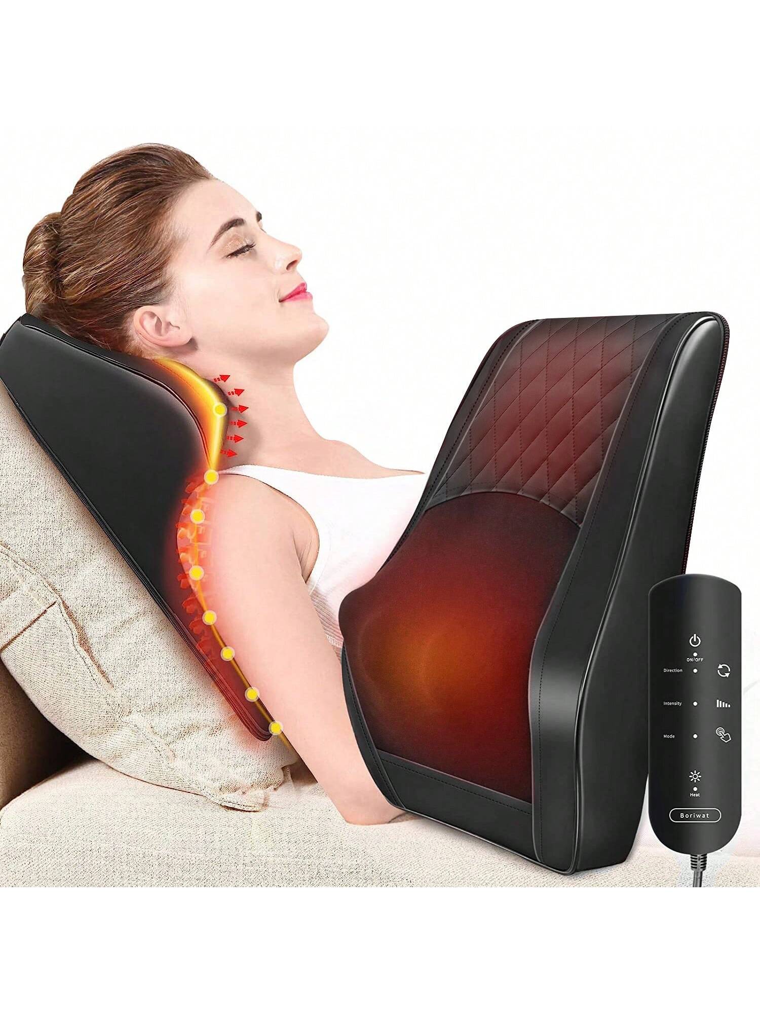 Boriwat Back Massager With Heat, Massagers For Neck And Back, 3D
