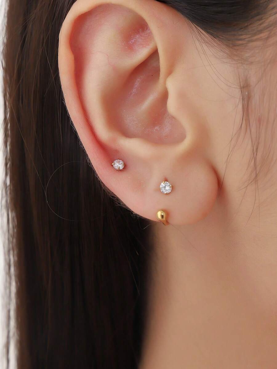 2 Stücke Edelstahl-ohrringe Mit Zirkonia Für Damen, Alltagskleidung Und Dating-geschenk