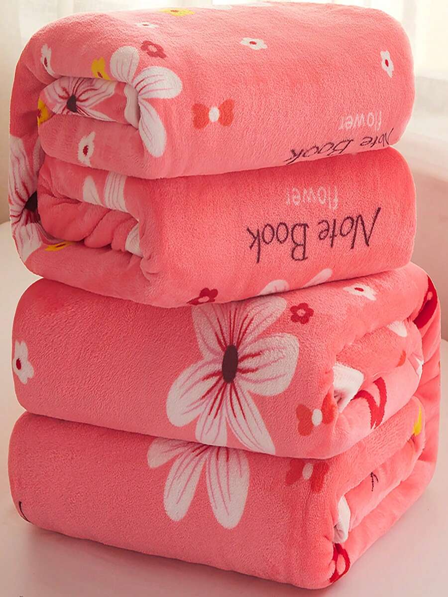 1pc Printed Universal Seasonal Flannel Blanket, Summer Nap Quilt, Golden Mink Blanket For Home Bedroom