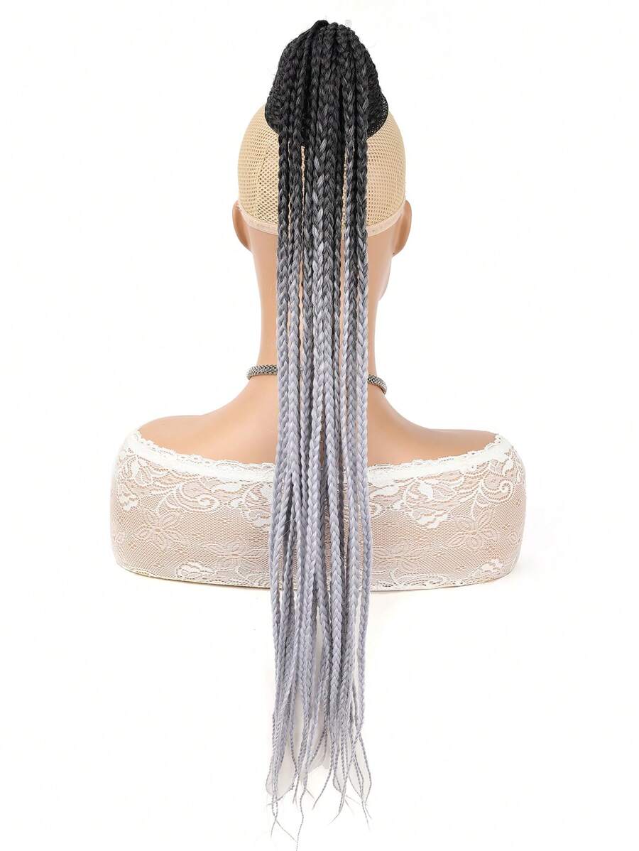 Extension De Queue De Cheval Tressée À Cordon De Serrage Pour Femmes Avec Cheveux 3x Box Braids Longs, Extensions De Cheveux De Queue De Cheval Clip Synthétiques