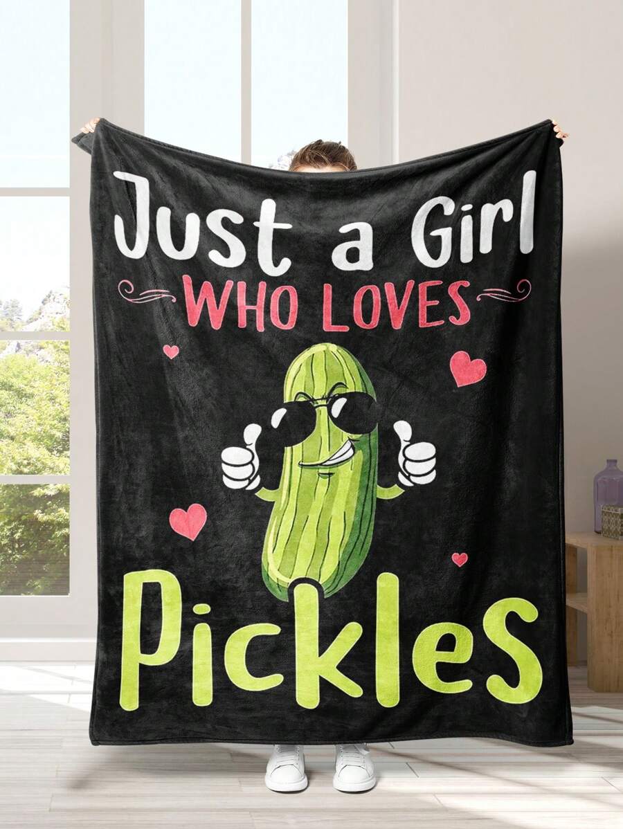 1 Pieza Manta De Franela Con Estampado De Pickles Para Todas Las Estaciones, Solo Una Chica Que Ama Los Pockles, Manta De Tiro Suave Y Cálida Para La Siesta En Sofá, Cama, Oficina, Camping Y Viajes, Regalo Para Todas Las Estaciones.