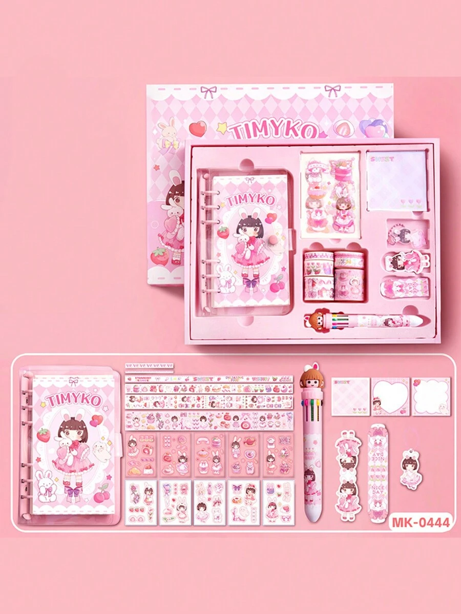 1pc Cute Mini Hand Planner Set For Girls, Birthday Gift/ Stationery Material Sticker Set (including Ballpoint Pen)