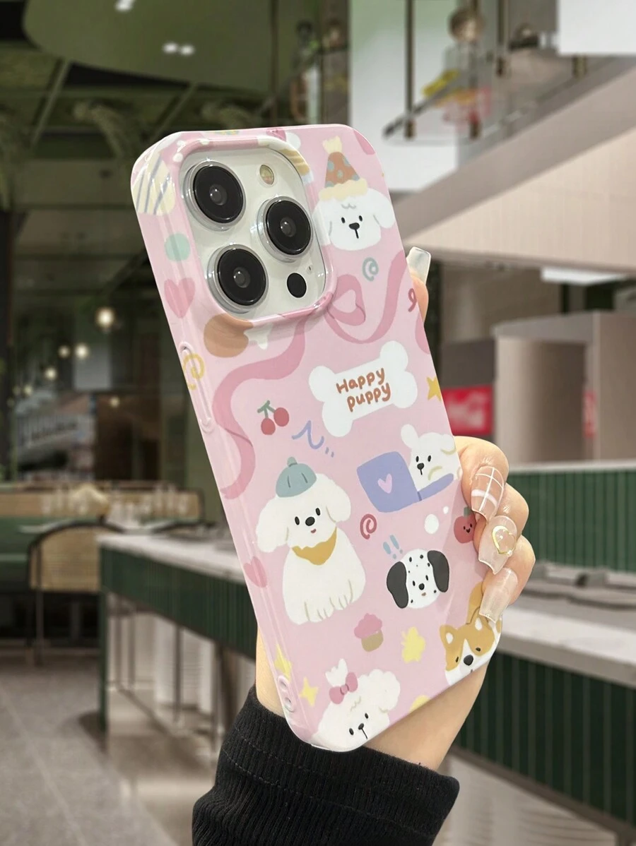 1 Stück Handyhülle mit Rosa glänzend Silikon mit süß Hund Design, , kompatibel zu iPhone