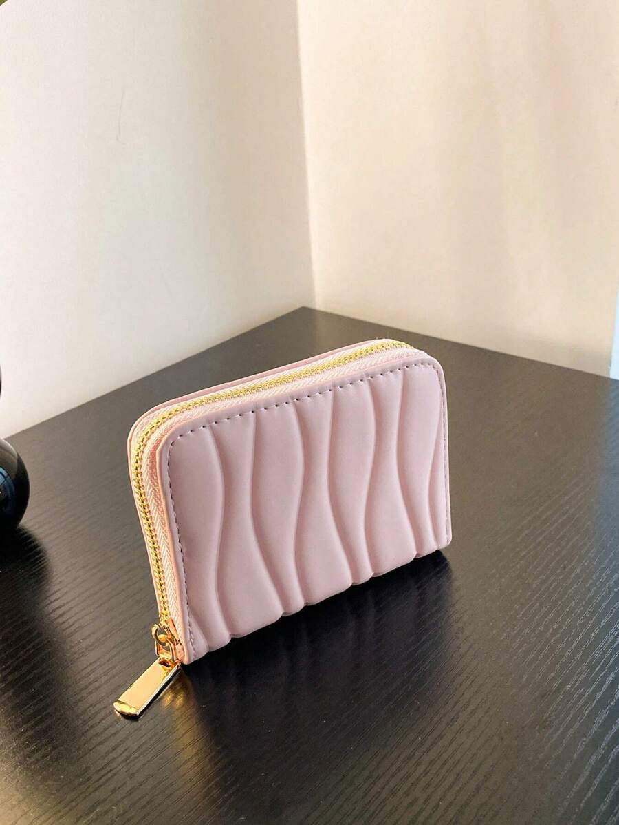 1pc Short Wave Patterned Pu Leather Wallet Portable Fashionable Short Wallet Perfect For Daily Use Date And Gifts Lightweight Portable Card ID Card White-Collar Workers For Female For Holiday For Anniversary For Birthday Gift Accessories Gift Hot Pink Casual Card Holder Card Holder Wallet Business Card Holder Credit Card Holder Card Holder Women For Women Wallet Mini Wallet Purse Wallet Card Wallet