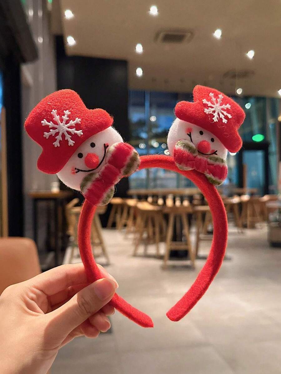 1pc Light-up Double-headed Snowman Christmas Headband, Glowing Adult & Kids Costume Hair Accessory For Christmas Party, Festival Decoration