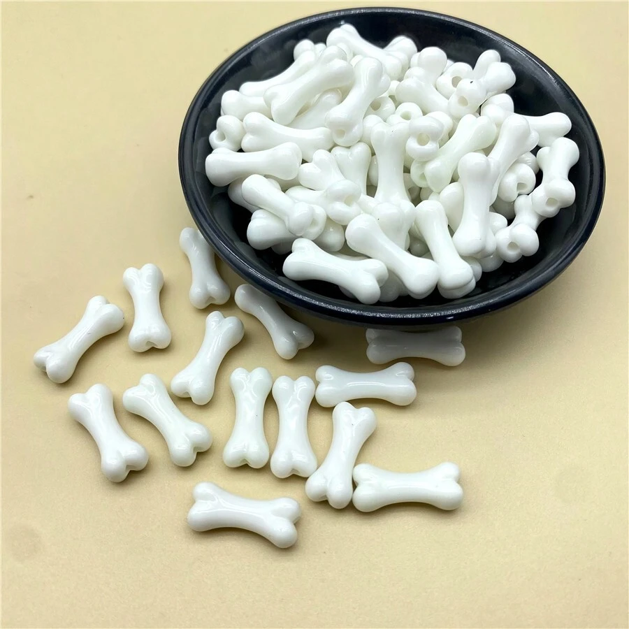20pcs 9x20mm Bone Shaped Acrylic Beads For Necklace, Bracelet, Earring, Pendant Diy Jewelry Making