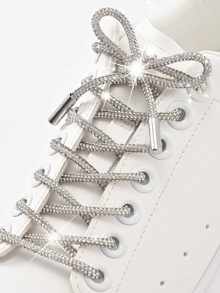 1 par de cordones de zapatos con decoración de strass blanco, cordones de moda DIY para zapatillas y calzado deportivo para fiesta de verano