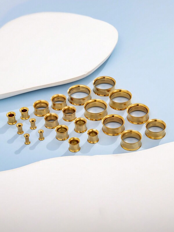 1pair Stainless Steel Double Flared Threaded Ear Tunnels With Removable