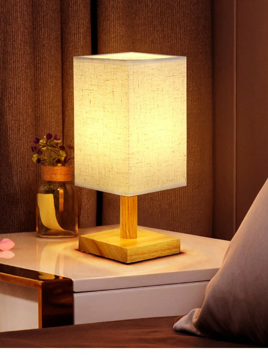 1 pieza Lámpara de mesa decorativa creativa con estilo nórdico de luz LED nocturna con interruptor de cable de datos USB de madera, ahorro de energía para dormitorio, estudio, B&B y regalo del día de las madres