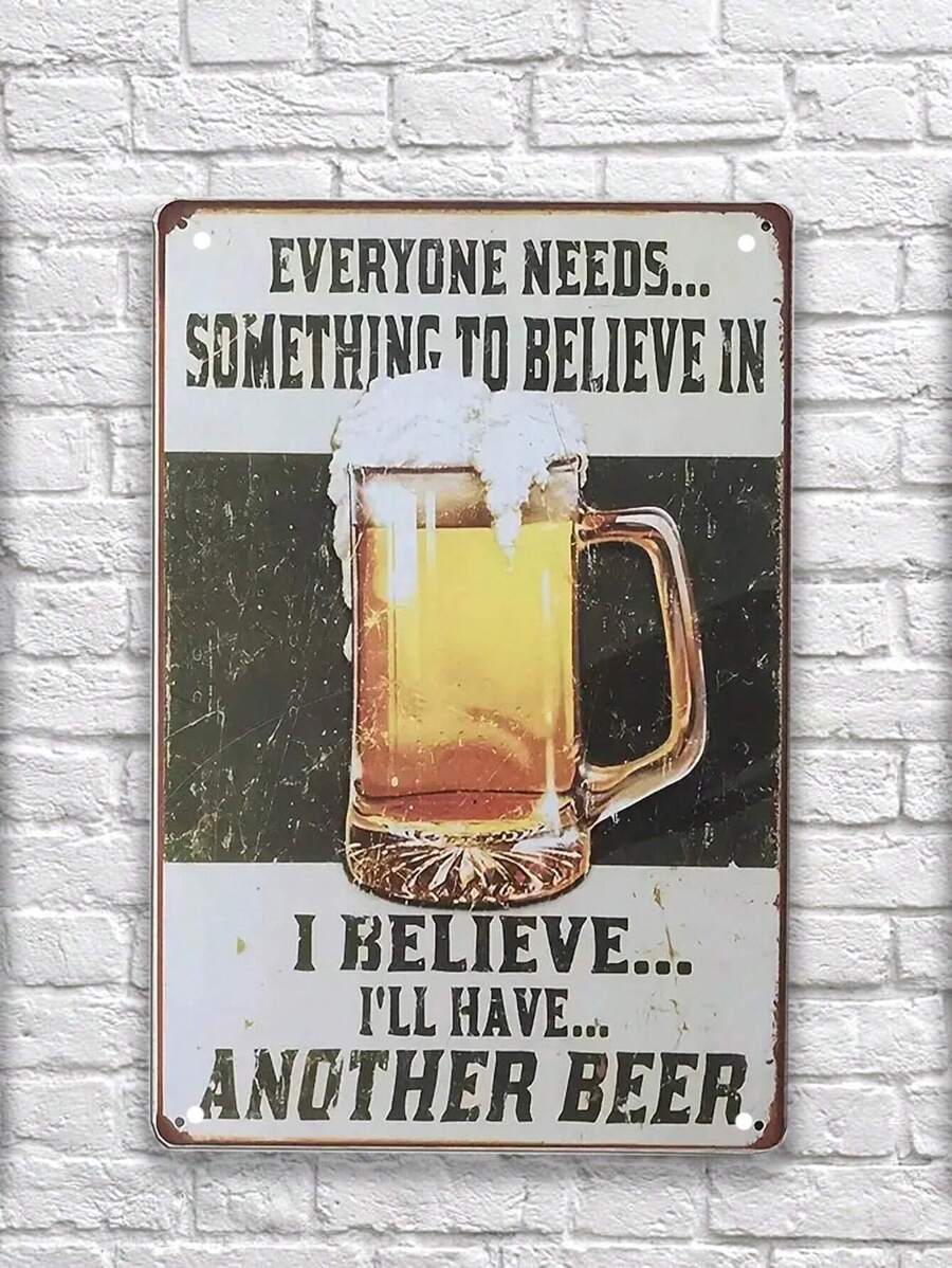 1pc Funny Metal Signs Vintage Bar Cafe Tin Signs Cheers Wall Decor Accessories For Home Bar Decorative Signs & Plaques Home & Kitchen Basement And Wine Cellar Underground Cave Another Beer 8 X 12 Inch
