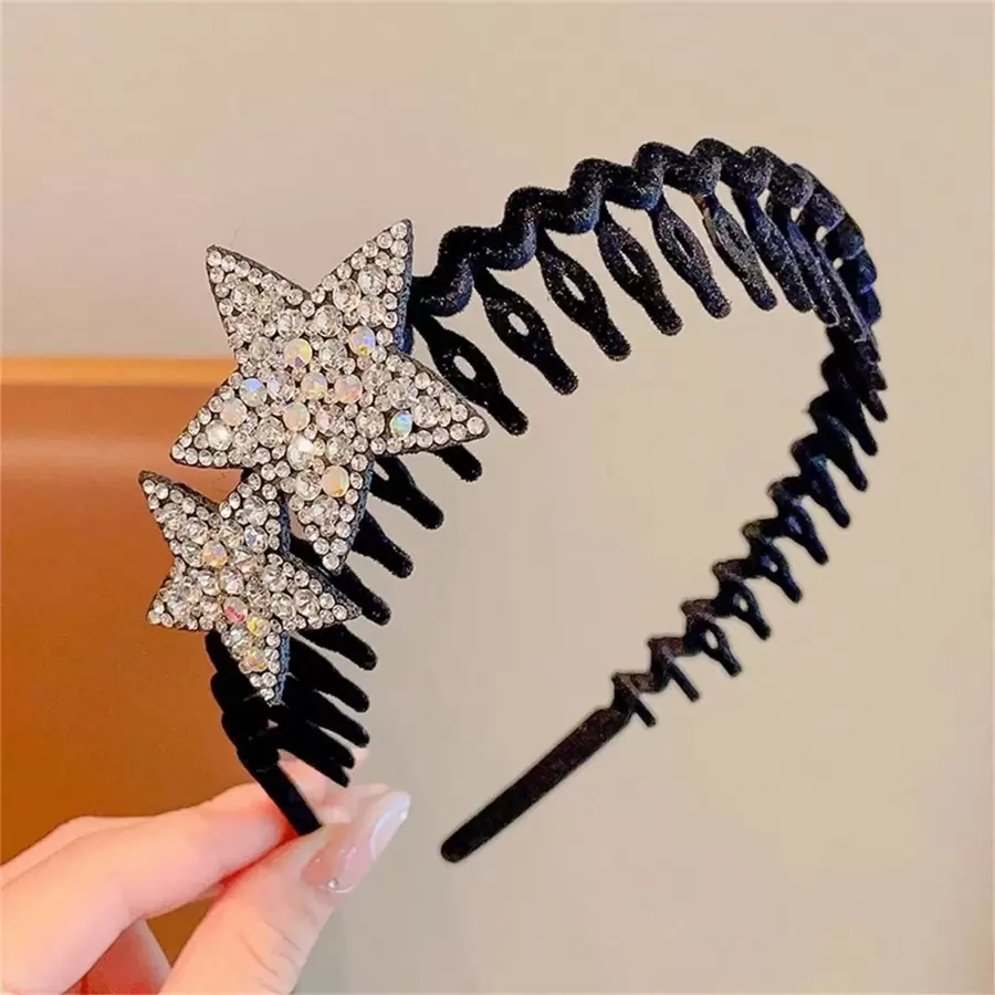 1 pieza Diadema con estrella brillante y strass de niña - Accesorio para el cabello, pasador (Debido a que es hecho a mano, el color y la posición de las estrellas pueden tener ligeras diferencias con respecto a la imagen, entrega aleatoria)