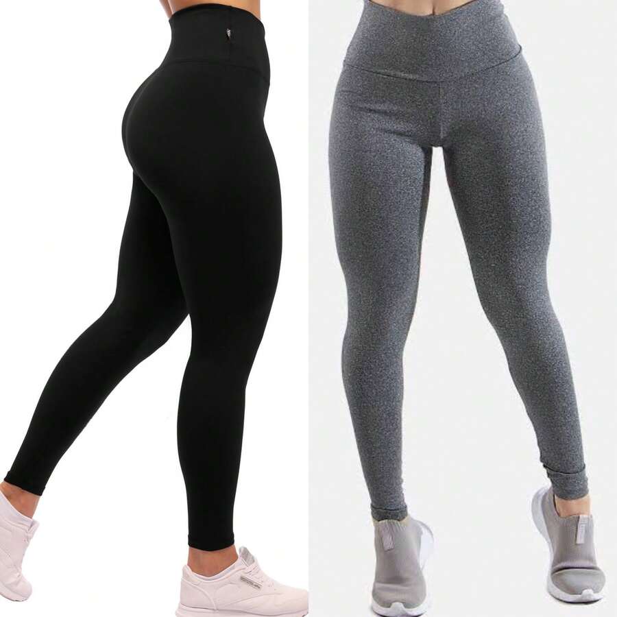 Kit 2 Calças Legging Feminina Academia Suplex