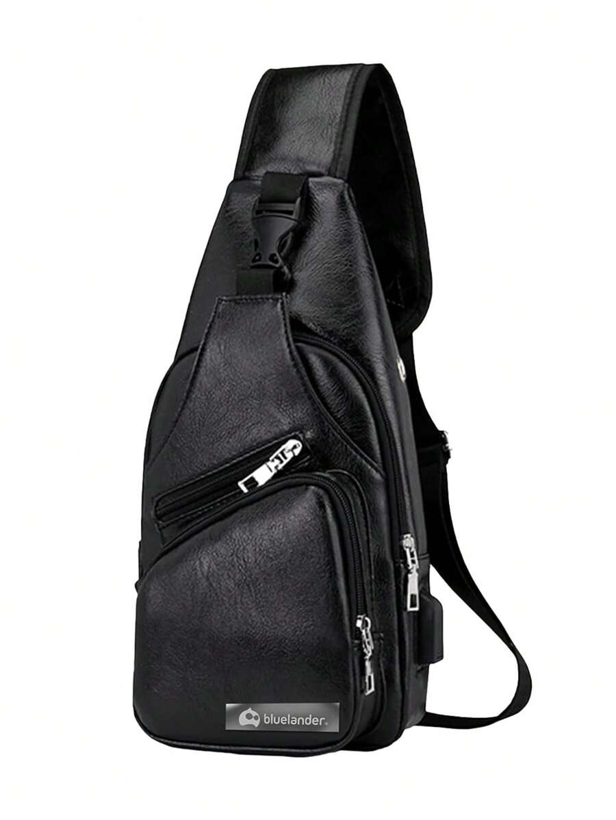 Mochila Cruzada con Puerto USB para Hombre Impermeable,