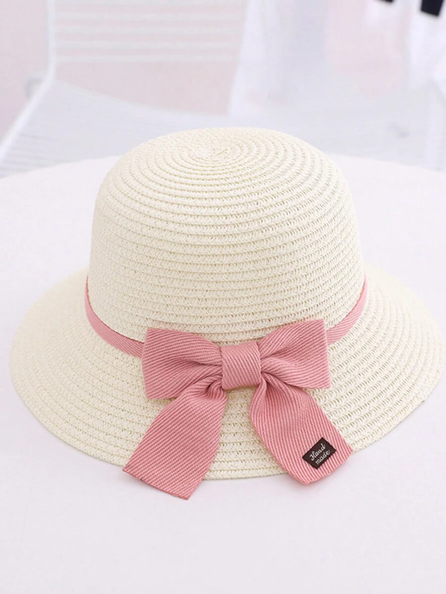 1pc Girls Cute Big Bow Sunhat, Summer New Fashionable Sun Protection Beach Hat, Princess Style For Everyday Wear