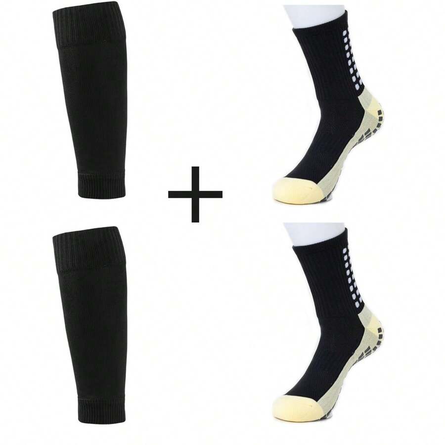 1 set Confort et performance imbattables : Jeu de chaussettes de football d'entraînement professionnelles avec silicone antidérapant et protection de la jambe
