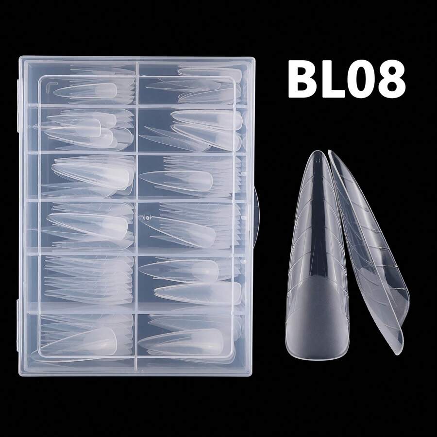 120Pcs Fake Nail Stiletto Quick Extension Tips Reusable Polygel Nails Form With Scale Uv Gel Polish Mold Sculpted Full Cover Press On Nails For Women And Girls Manicure Supplies Tools Bl08