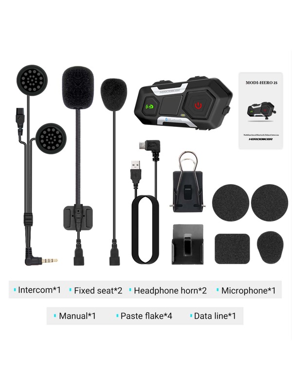 HEROBIKER Motorcycle Helmet Headset with 1200M BT Interphone